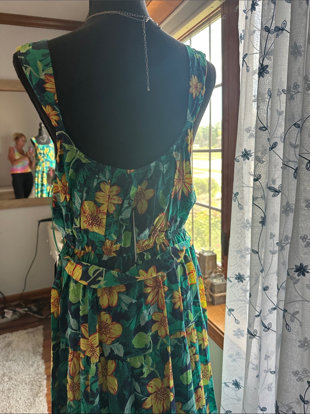 Current Air Teal Floral Tiered Maxi Dress with Yellow Blooms - Picture 3 of 3